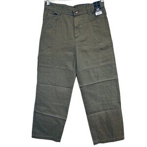 NO‎ BOUNDARIES Canvas Carpenter Pants Unisex Green Artichoke Slouch Grunge NEW